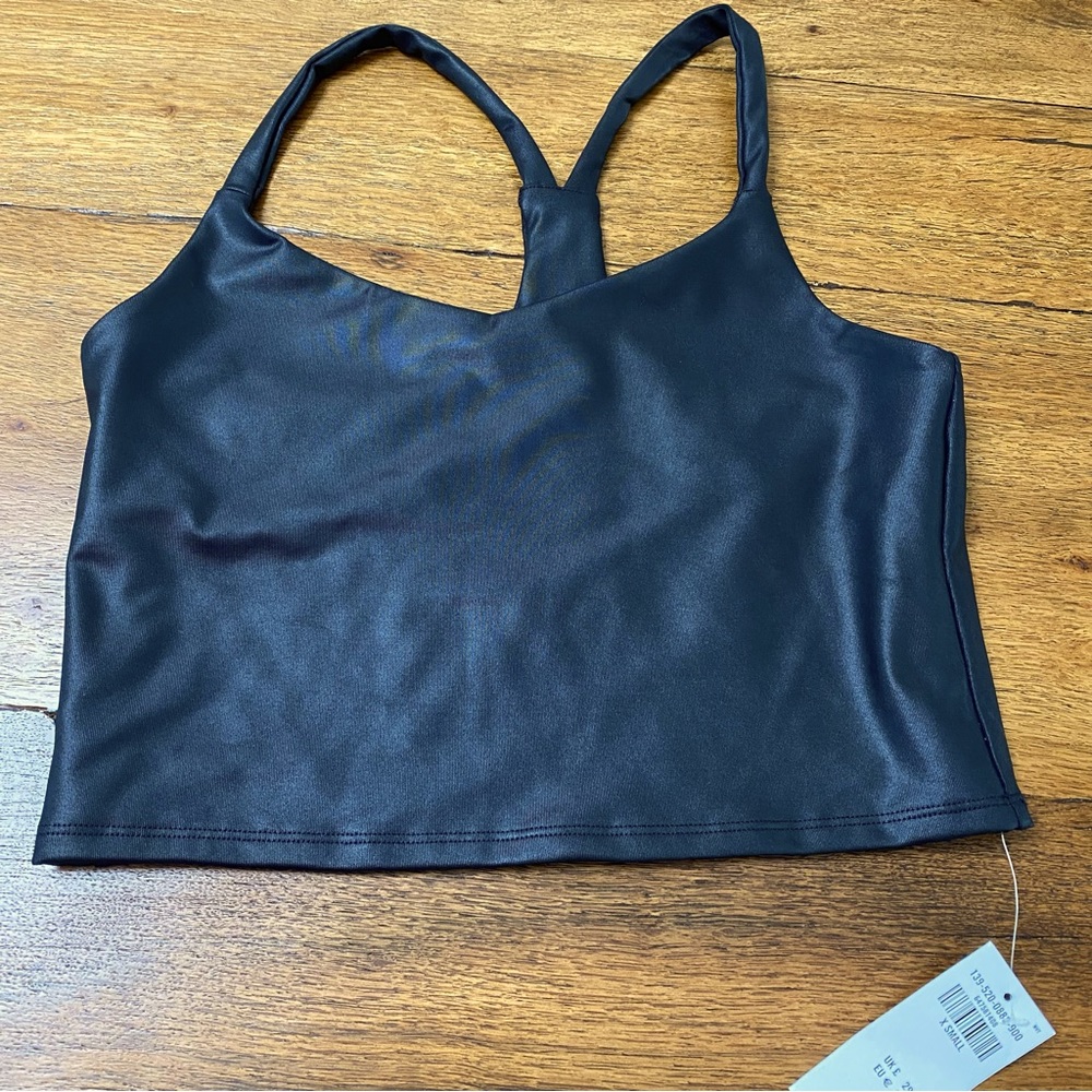 A & F NWT Black shine tank